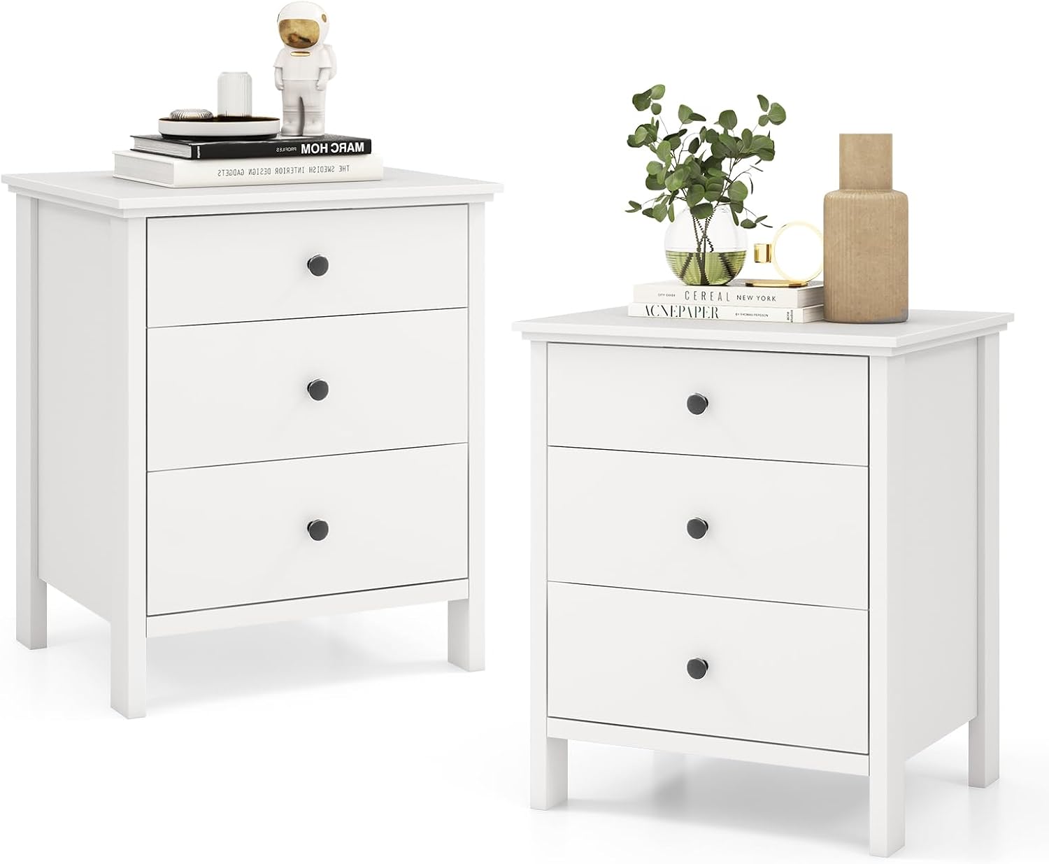3단 서랍장 2개 세트, 원목 다리가 있는 나무 사이드 - Solid Wood Nightstand 2 Drawers 리뷰 및 가격