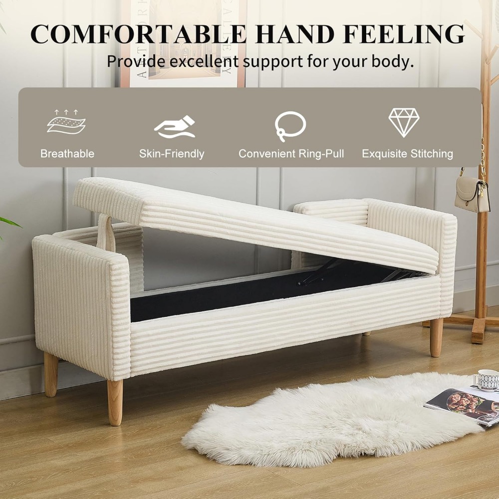 나무 다리가 있는 침대 끝 벤치, 65인치 대형 수납  - Bedroom Furniture 리뷰 및 가격