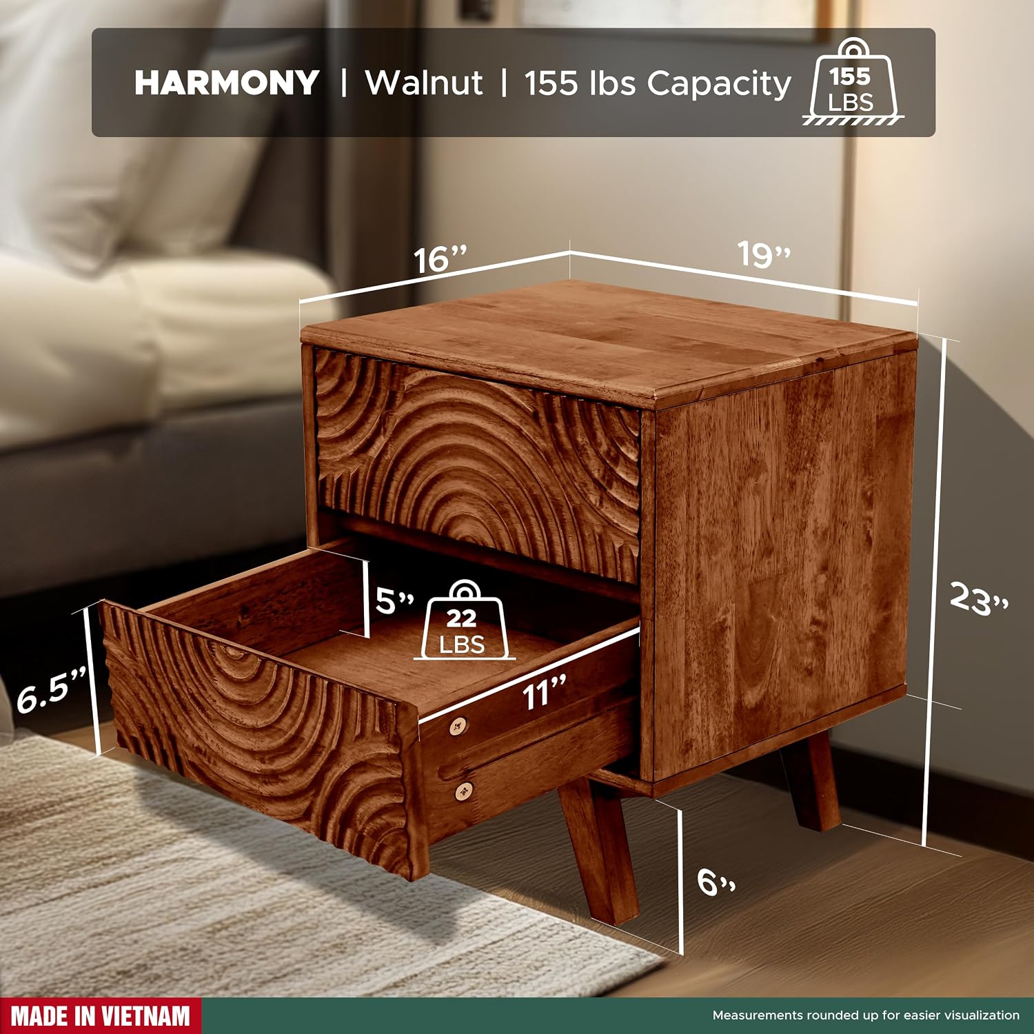 아카시아 원목 2단 서랍 협탁, 월넛 침실용 침대 옆  - Solid Wood Nightstand 2 Drawers 리뷰 및 가격