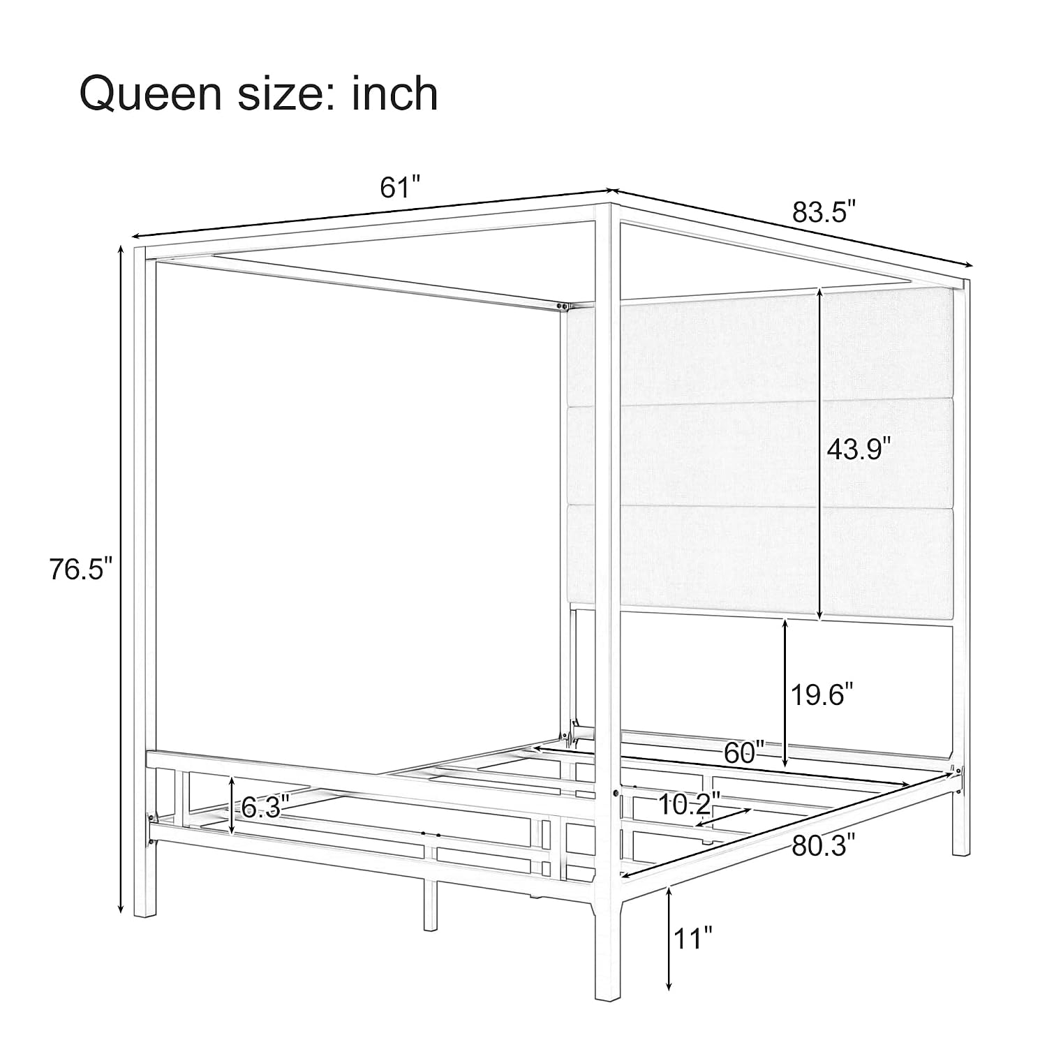 퀸 사이즈 캐노피 침대, 높은 벨벳 커버 금속 4포스터 - Canopy Bed Frame Metal Queen 리뷰 및 가격