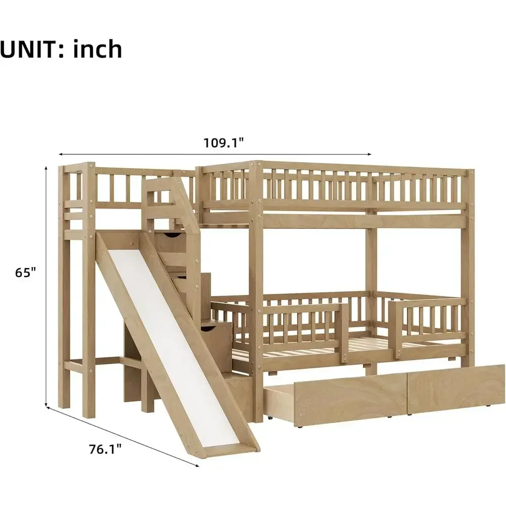 미끄럼틀과 수납 공간이 있는 2층 침대(나무 소재),  - Bunk Bed With Stairs And Slide 리뷰 및 가격