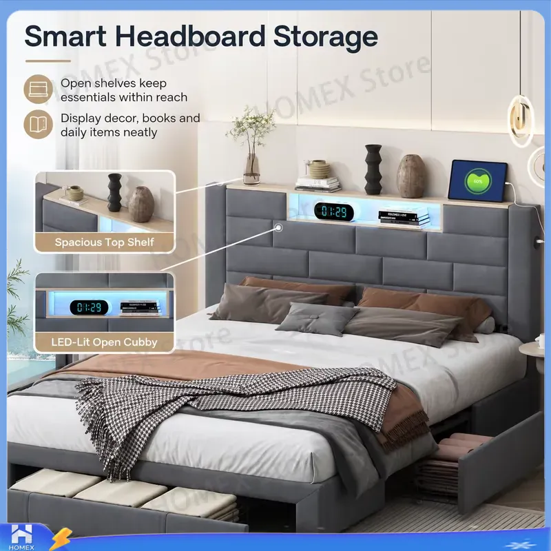 5피트 크기의 더블 침대 프레임, 수납 공간이 있는 오 - Gas Lift Storage Bed Hydraulic 리뷰 및 가격