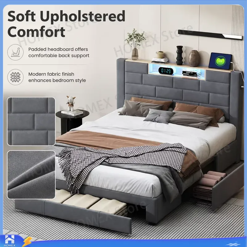 5피트 크기의 더블 침대 프레임, 수납 공간이 있는 오 - Gas Lift Storage Bed Hydraulic 리뷰 및 가격