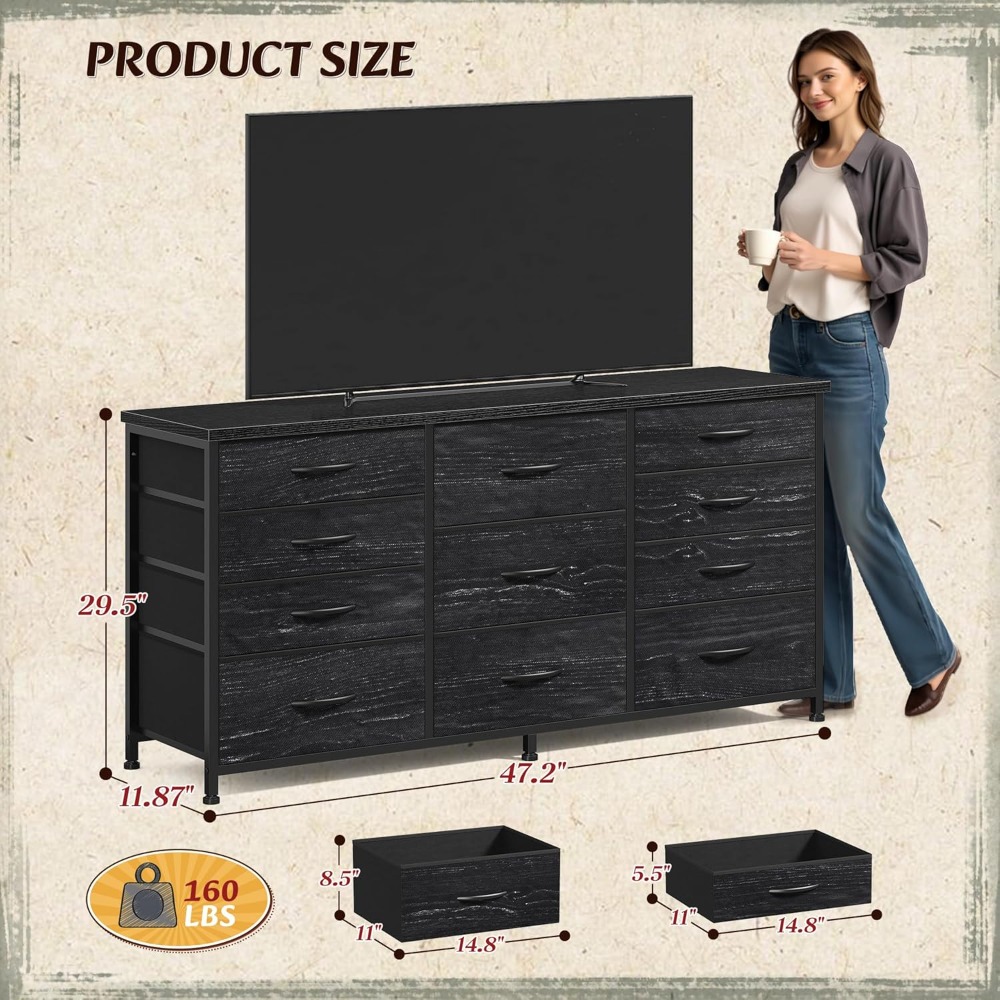 침실용 서랍장, 11개의 패브릭 서랍, 50~55인치  - Bedroom Furniture 리뷰 및 가격