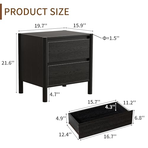미드 센추리 모던 블랙 침실용 협탁 2개 세트 |    - Solid Wood Nightstand 2 Drawers 리뷰 및 가격