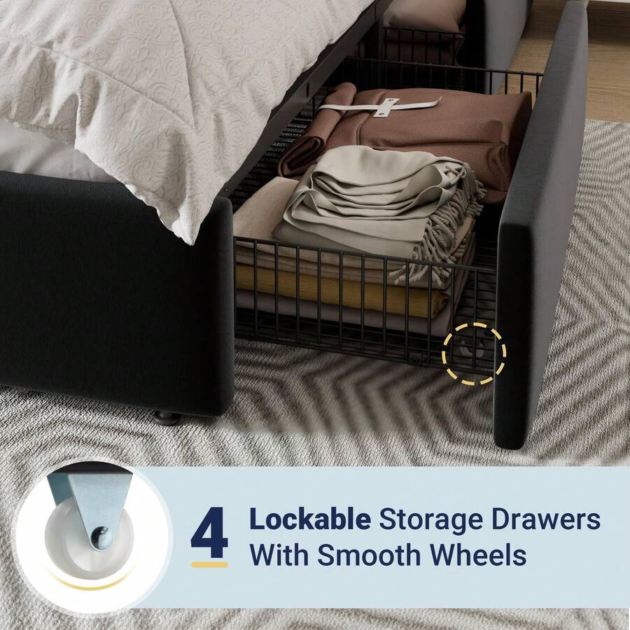풀/퀸/킹 사이즈 플랫폼 침대 프레임, 4개 수납 서랍 - King Size Bed Frame With Storage Drawers 리뷰 및 가격