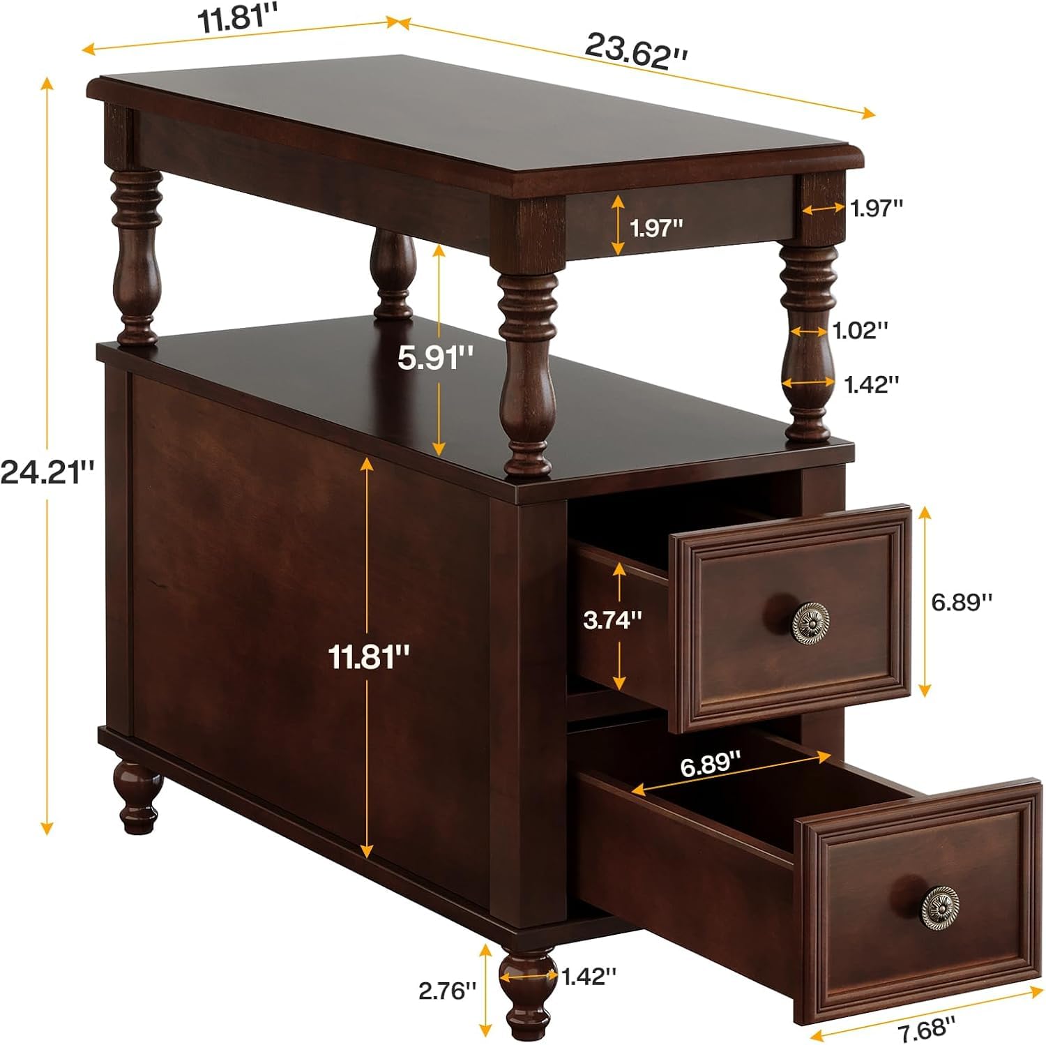 원목 소재의 2개의 서랍과 2단 수납 선반이 있는 맞춤 - Solid Wood Nightstand 2 Drawers 리뷰 및 가격