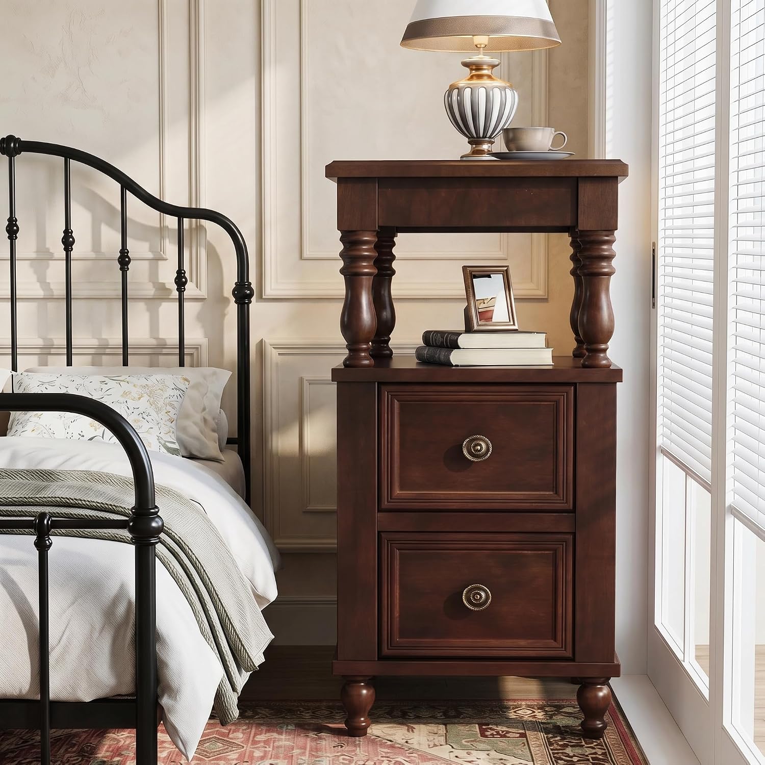 원목 소재의 2개의 서랍과 2단 수납 선반이 있는 맞춤 - Solid Wood Nightstand 2 Drawers 리뷰 및 가격
