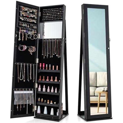 62인치 높이의 전신 거울이 있는 보석 수납장, 잠금  - Full Length Mirror Jewelry Armoire 리뷰 및 가격