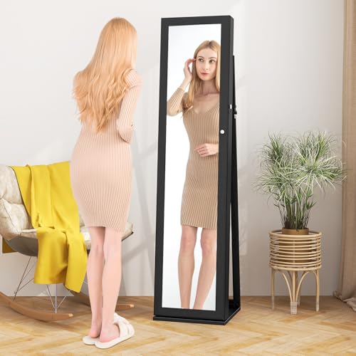 62인치 높이의 전신 거울이 있는 보석 수납장, 잠금  - Full Length Mirror Jewelry Armoire 리뷰 및 가격