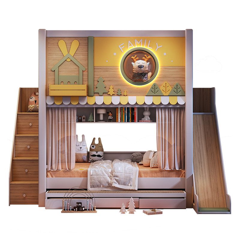 현대식 숲 테마 어린이 이층 침대 슬라이드, 수납 계단 - Bunk Bed With Stairs And Slide 리뷰 및 가격