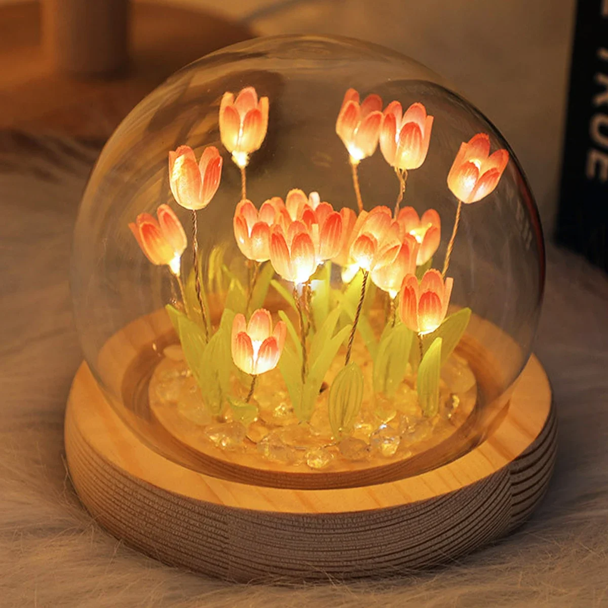LED DIY 수제 미니 튤립 밤 빛 재료 소녀를위한  - Floating Nightstand With Led Light 리뷰 및 가격