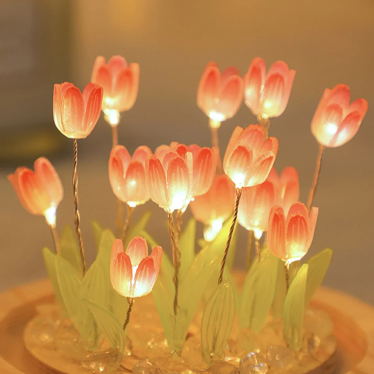LED DIY 수제 미니 튤립 밤 빛 재료 소녀를위한  - Floating Nightstand With Led Light 리뷰 및 가격