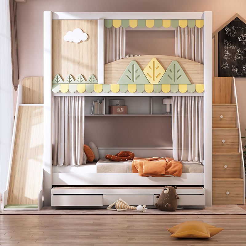 현대적인 자연 테마 어린이 이층 침대 슬라이드와 수납  - Bunk Bed With Stairs And Slide 리뷰 및 가격