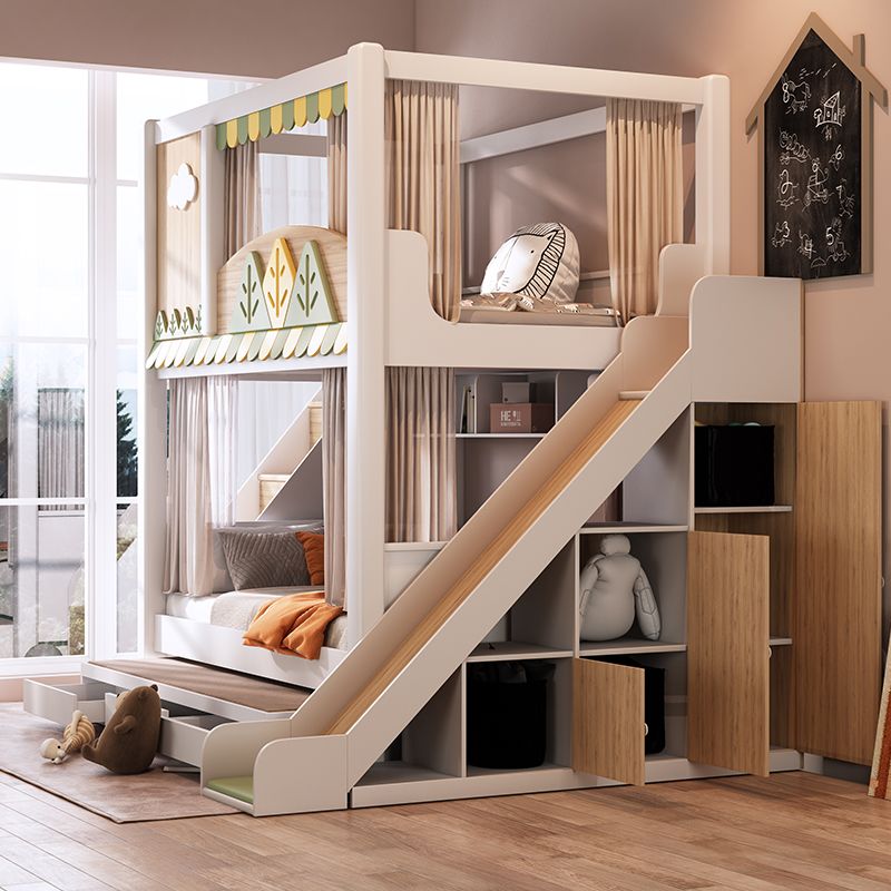 현대적인 자연 테마 어린이 이층 침대 슬라이드와 수납  - Bunk Bed With Stairs And Slide 리뷰 및 가격