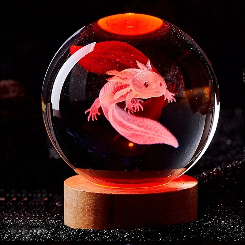 3D Axolotl 레이저 새겨진 크리스탈 공 컬러 야 - Floating Nightstand With Led Light 리뷰 및 가격
