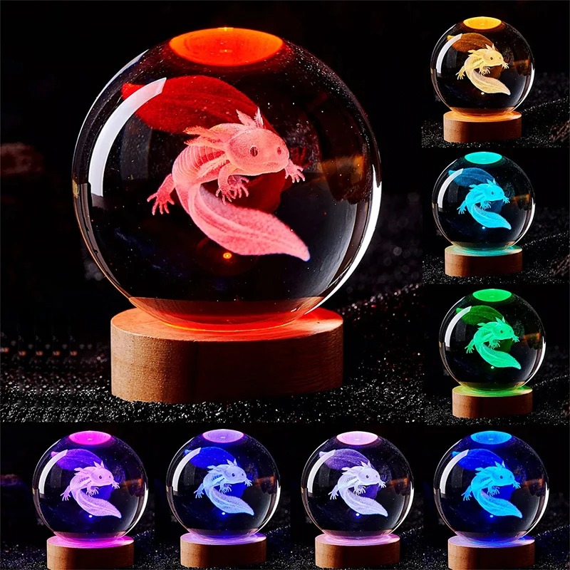 3D Axolotl 레이저 새겨진 크리스탈 공 컬러 야 - Floating Nightstand With Led Light 리뷰 및 가격