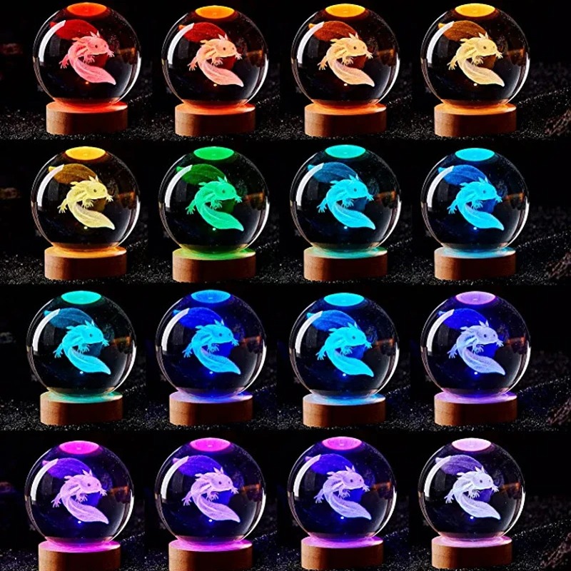 3D Axolotl 레이저 새겨진 크리스탈 공 컬러 야 - Floating Nightstand With Led Light 리뷰 및 가격