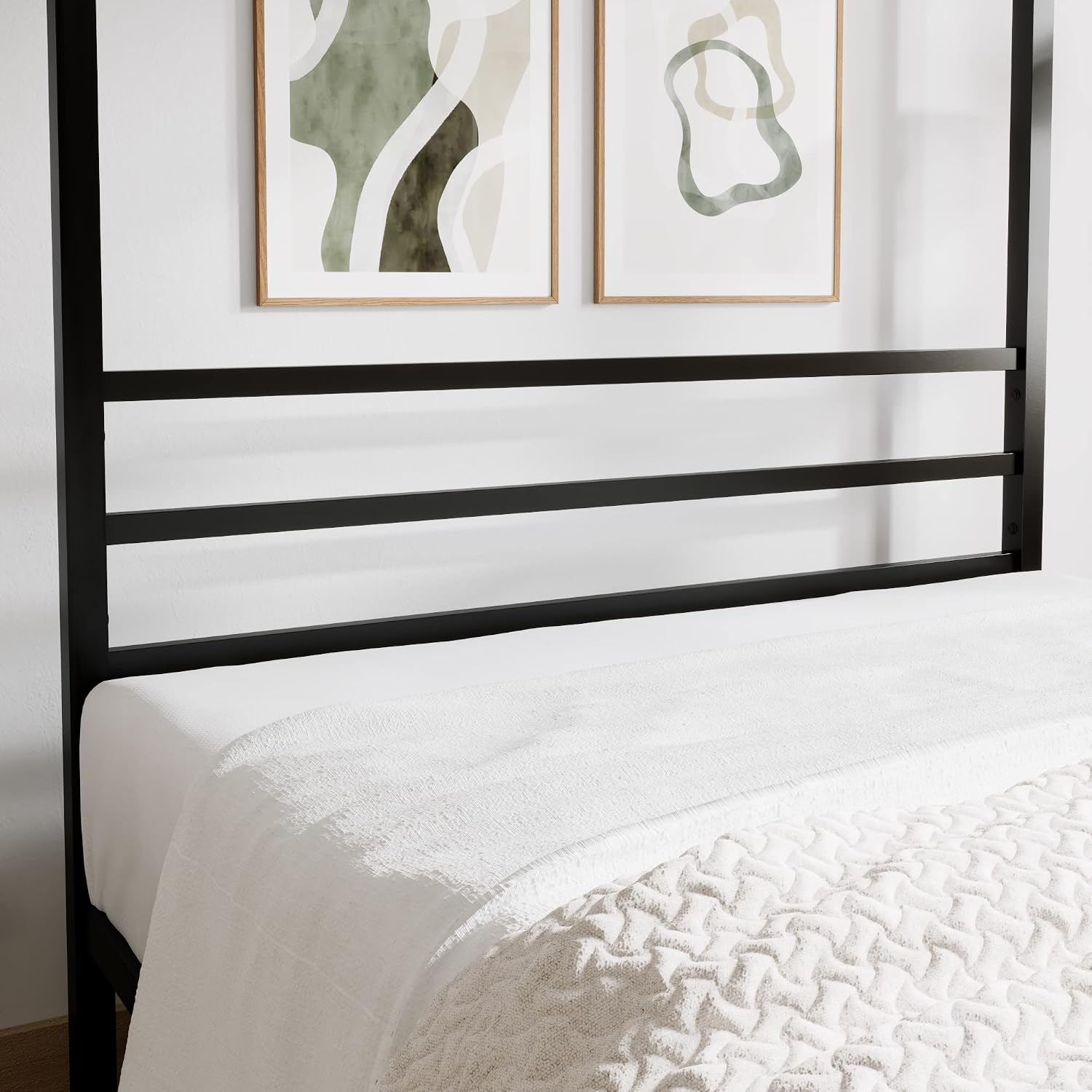 퀸 사이즈 금속 프레임 침대, 견고한 지지대, 검은색, - Canopy Bed Frame Metal Queen 리뷰 및 가격
