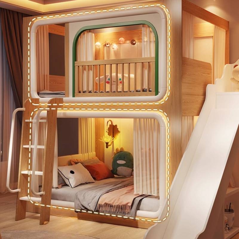 로프트 더블 데크 어린이 침대 나무 가드 레일 디자인  - Bunk Bed With Stairs And Slide 리뷰 및 가격