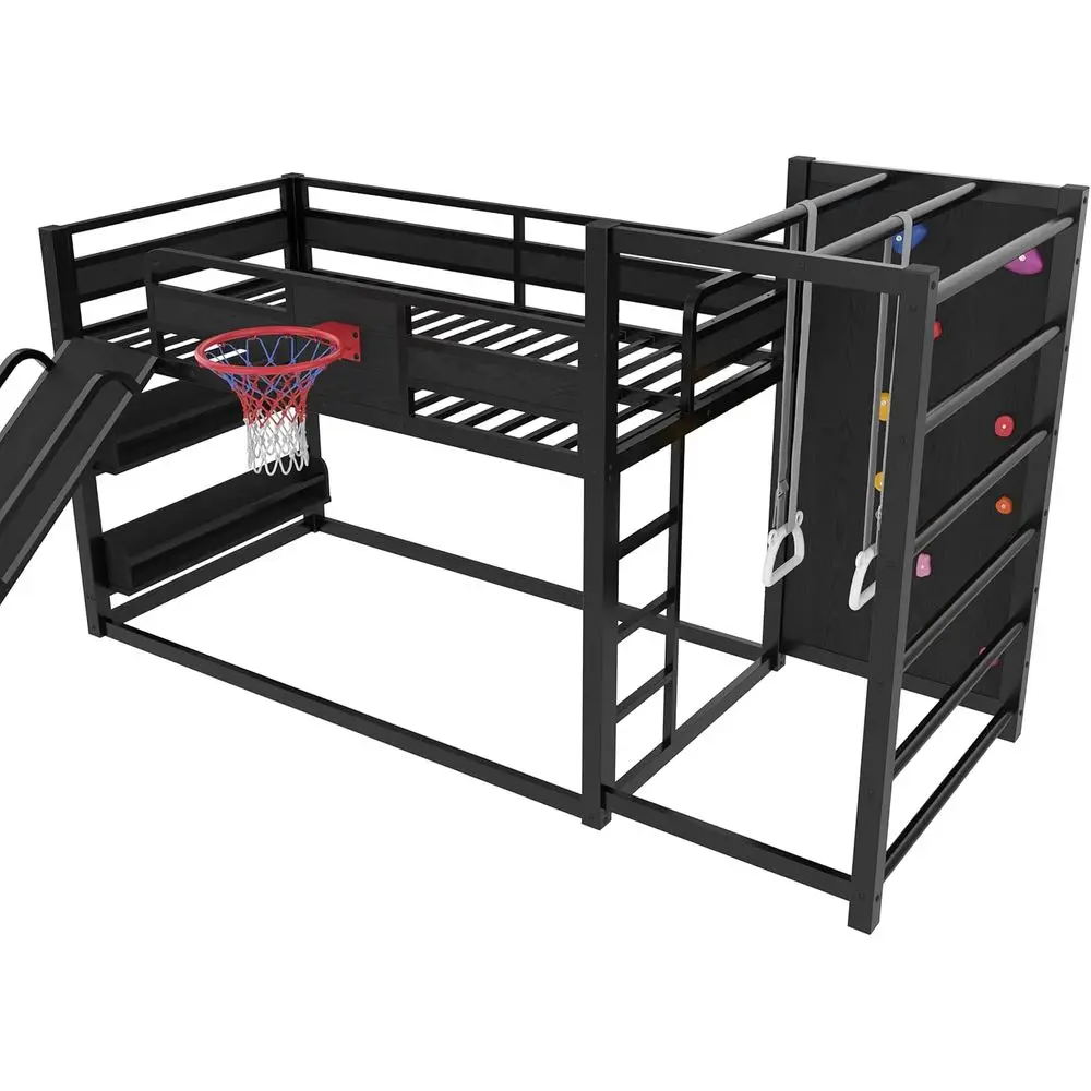 농구대, 계단, 슬라이드, 풀업 링, 클라이밍 월, 장 - Bunk Bed With Stairs And Slide 리뷰 및 가격